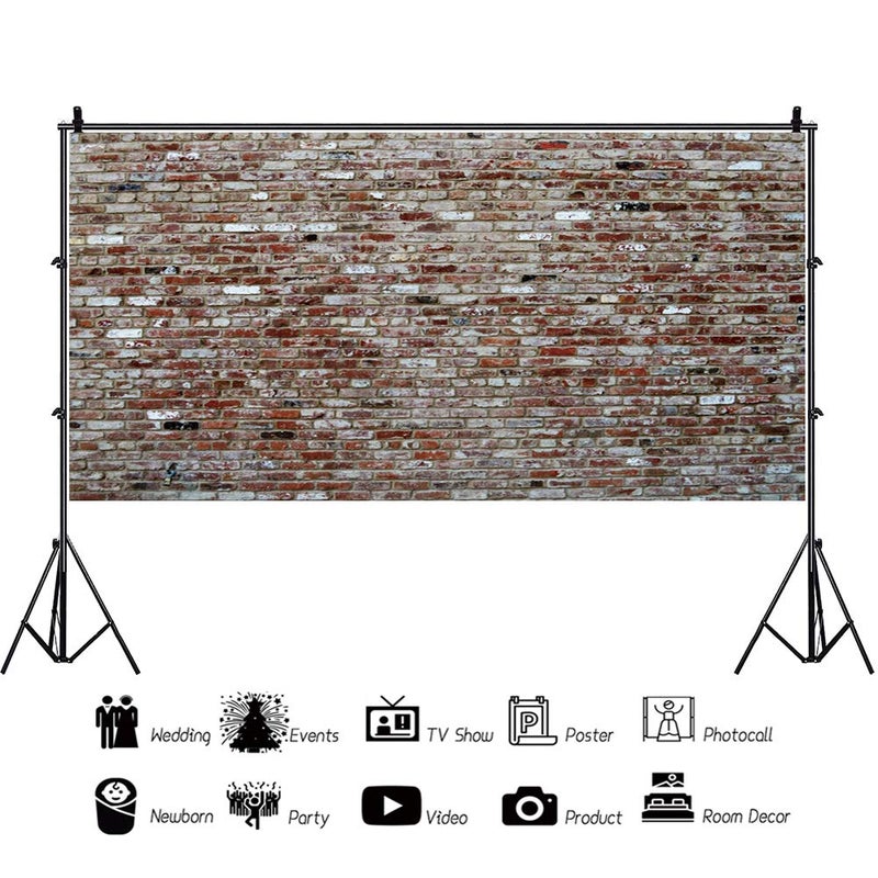 Laeacco 20x10ft Vintage Brick Wall Photo Backdrop Retro Style Rustic Red Brick Wall Photography Background Newborn Baby Girls Adults Portraits Studio Birthday Party Wedding Graduation Home Decoration - Image 3